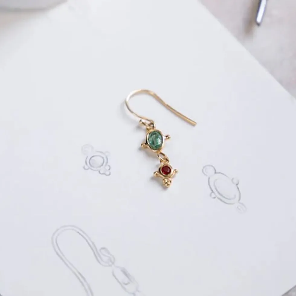 Alix D. Reynis - Boucles d'oreilles Leo - Tourmaline Rouge