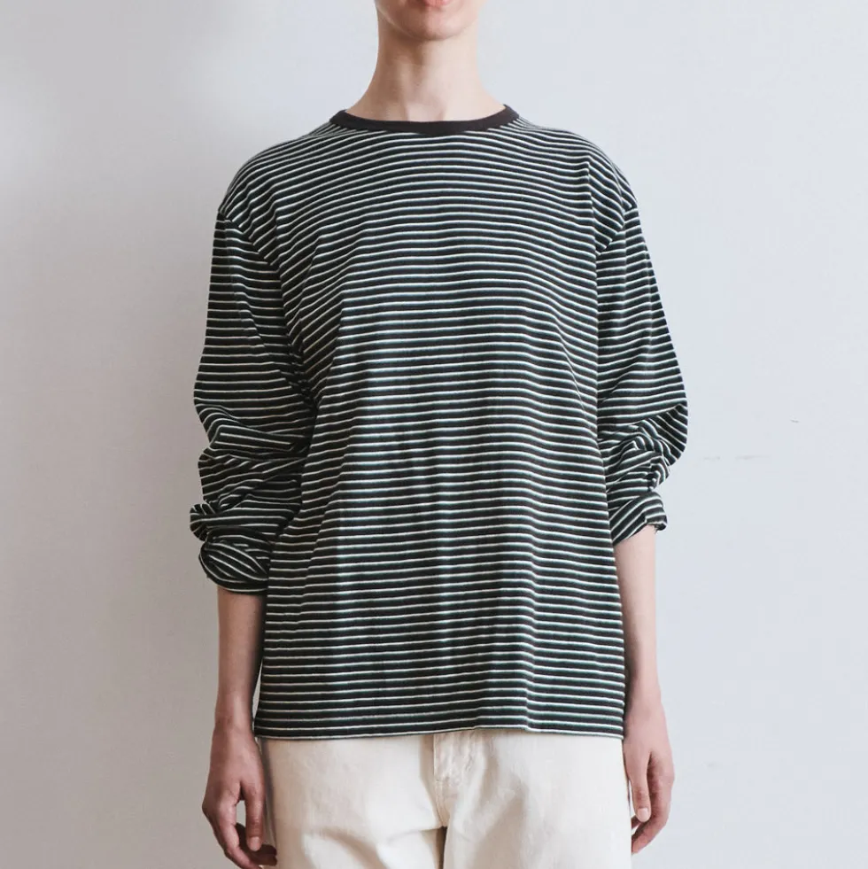 Another Aspect x Merci - T-shirt Rayé - Marron Vert