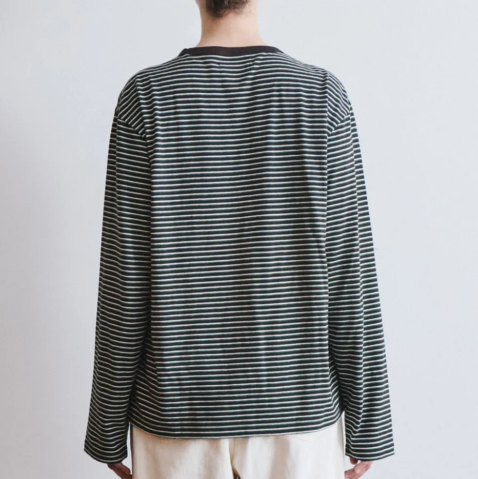 Another Aspect x Merci - T-shirt Rayé - Marron Vert