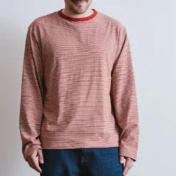 Another Aspect x Merci - T-shirt Rayé - Rouge Marron