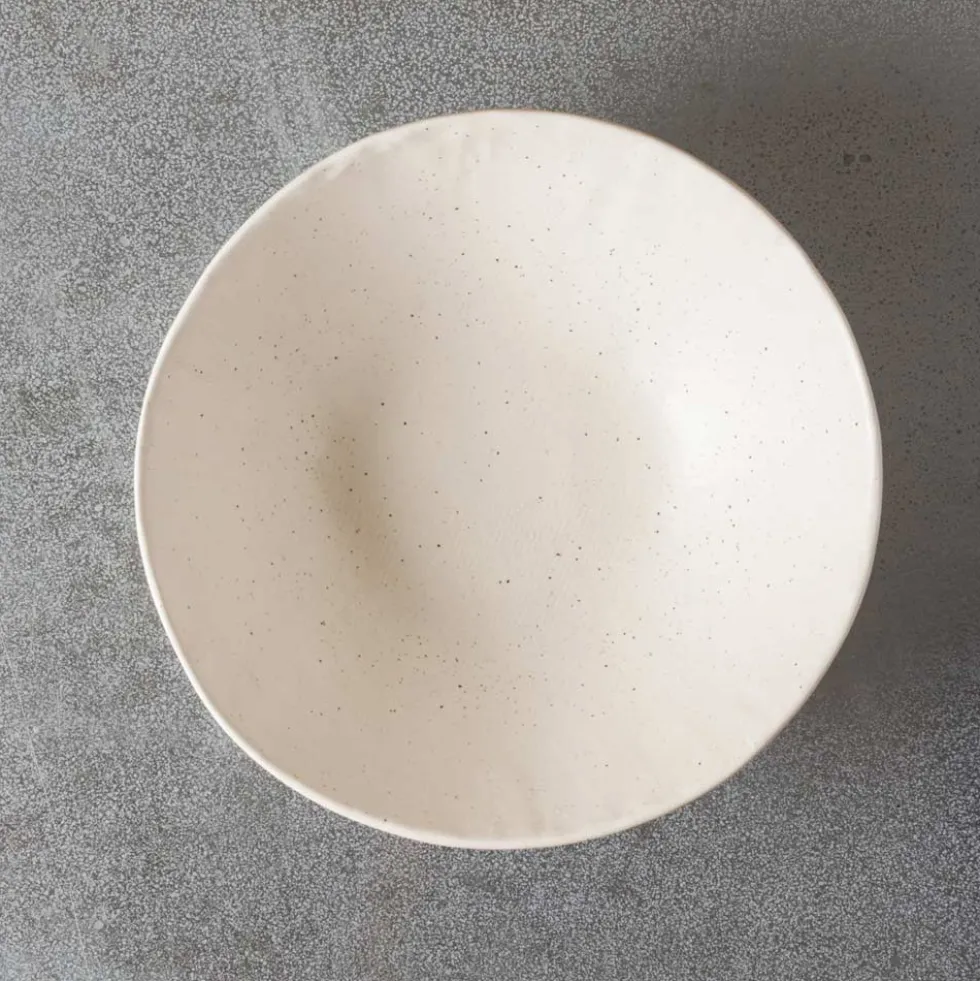 Assiette creuse en grès - Crème