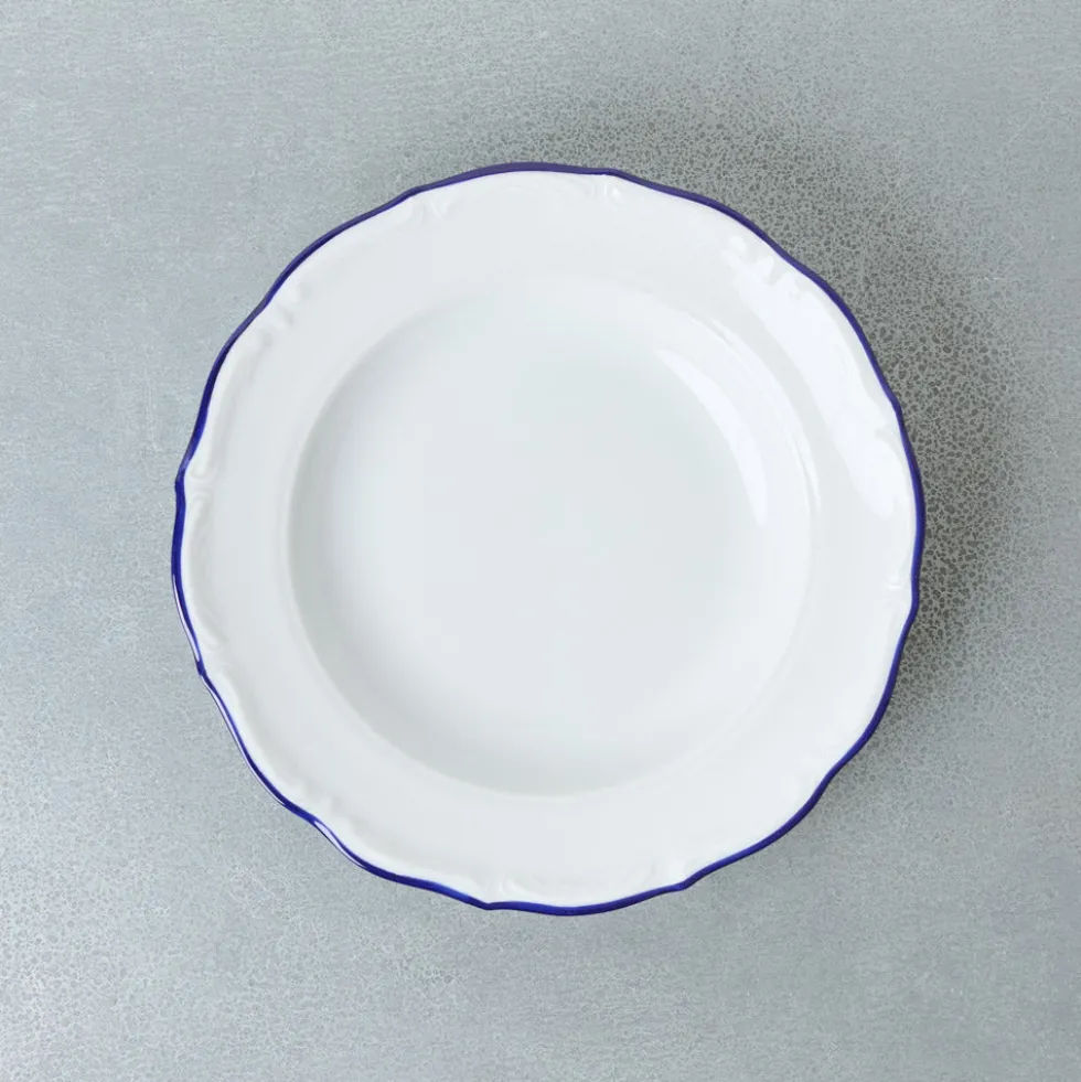 Assiette creuse Marina - Blanc et bleu