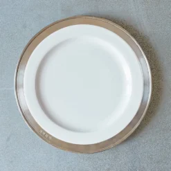 Assiette à dessert céramique et étain