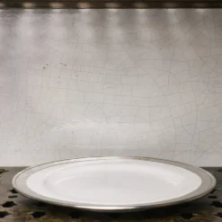 Assiette à dessert céramique et étain
