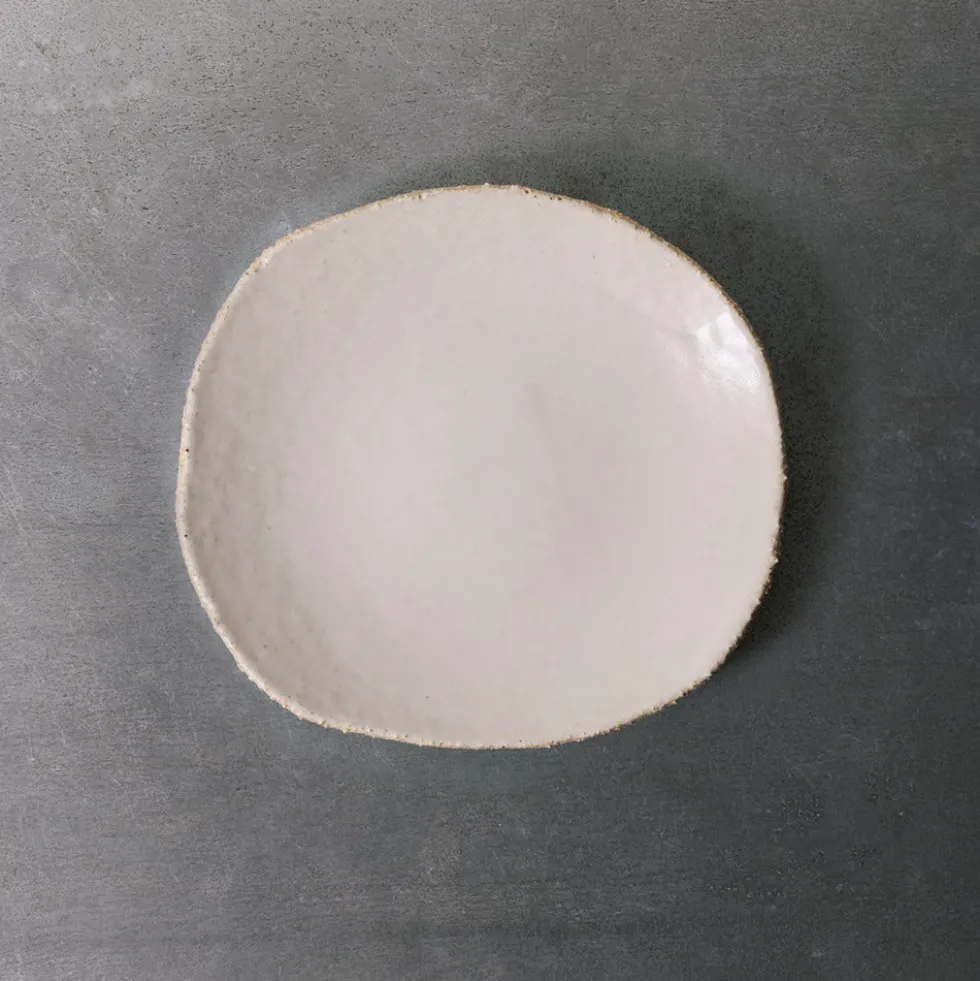 Assiette à dessert en grès émaillé Wabi - Blanc