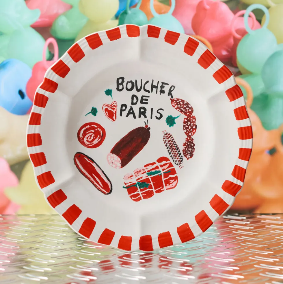 Assiette plate en faïence Boucher