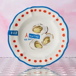 Assiette plate en faïence Huîtres