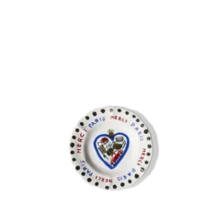 Assiette plate en faïence Merci