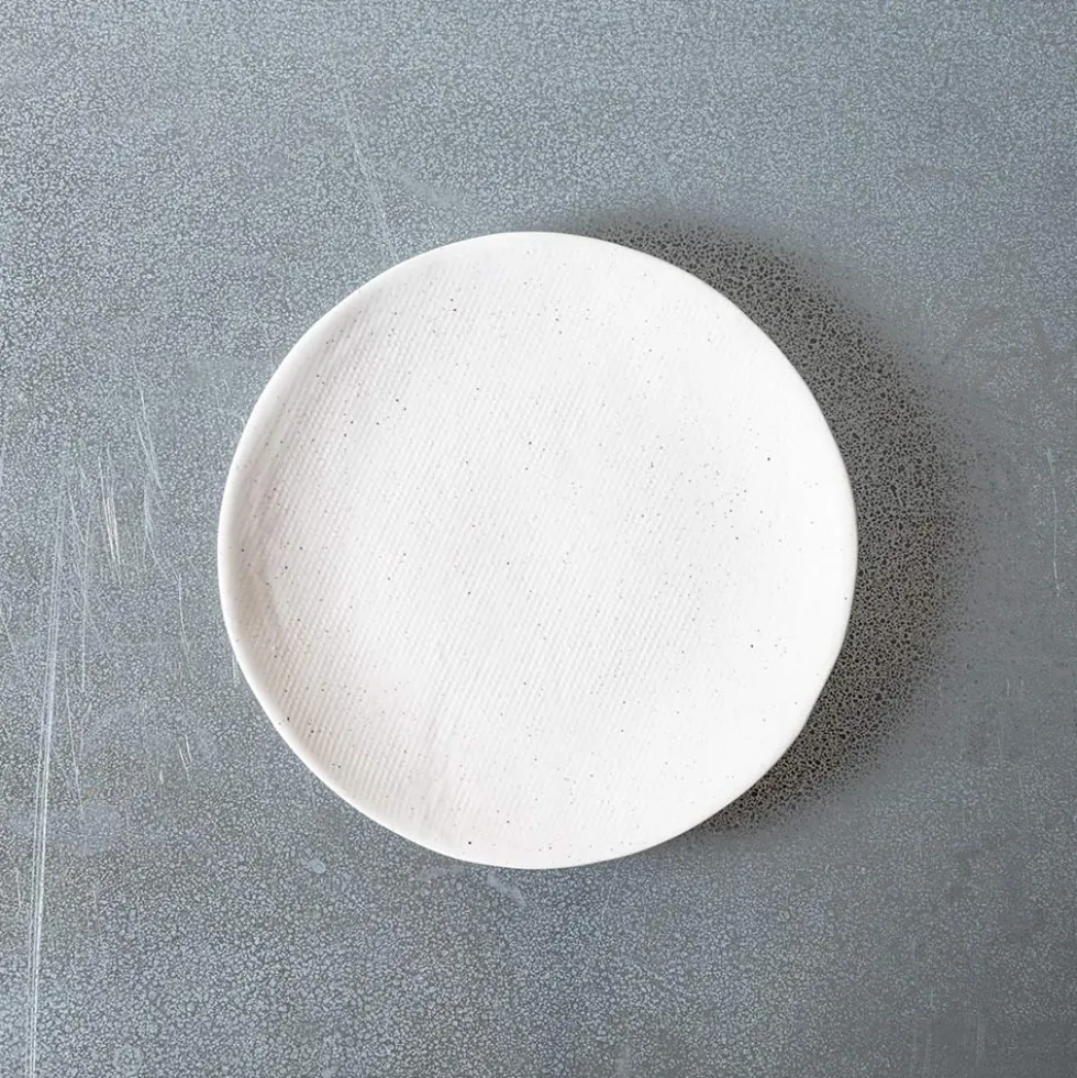 Assiette plate en grès - Crème