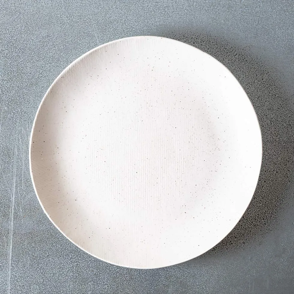 Assiette plate en grès - Crème
