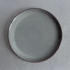 Assiette plate en grès émaillé Jaspe - Bleu