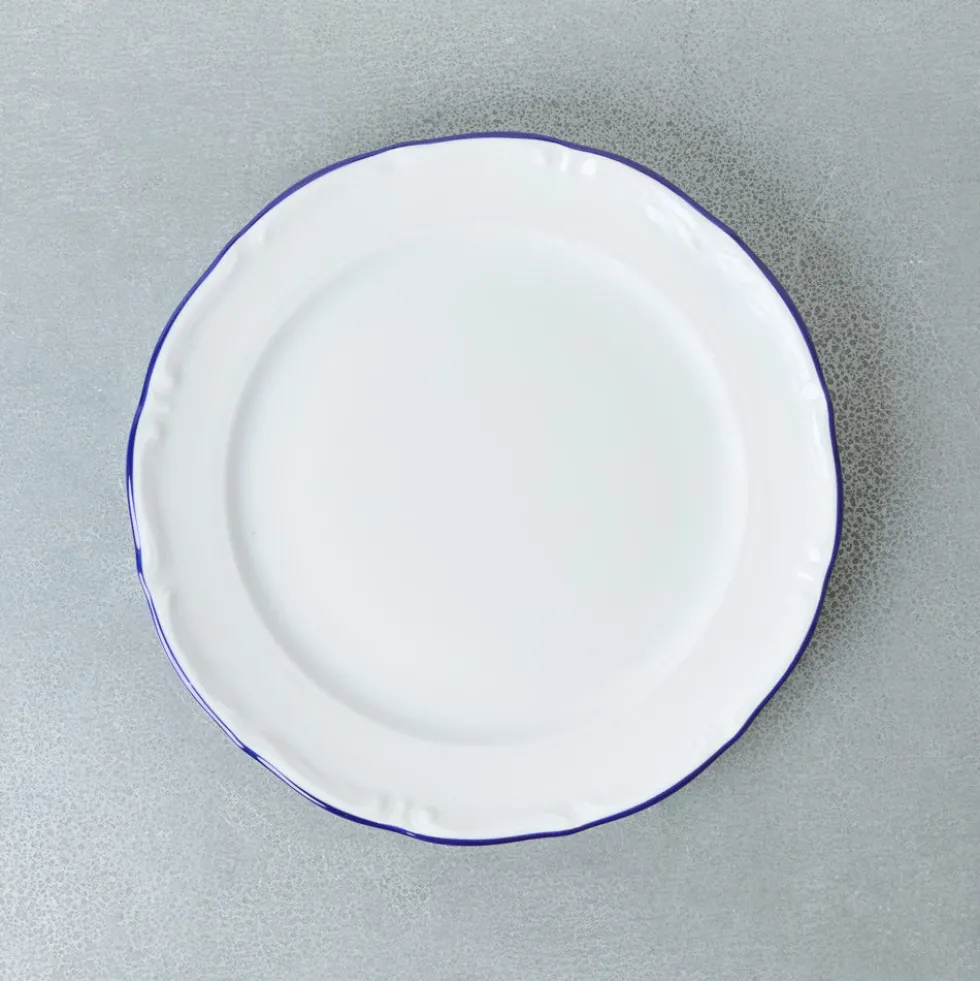 Assiette plate Marina - Blanc et bleu