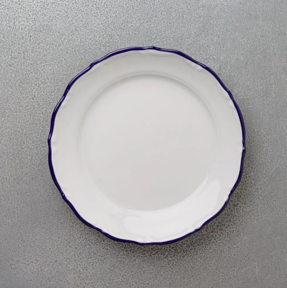 Assiette plate Marina - Blanc et bleu