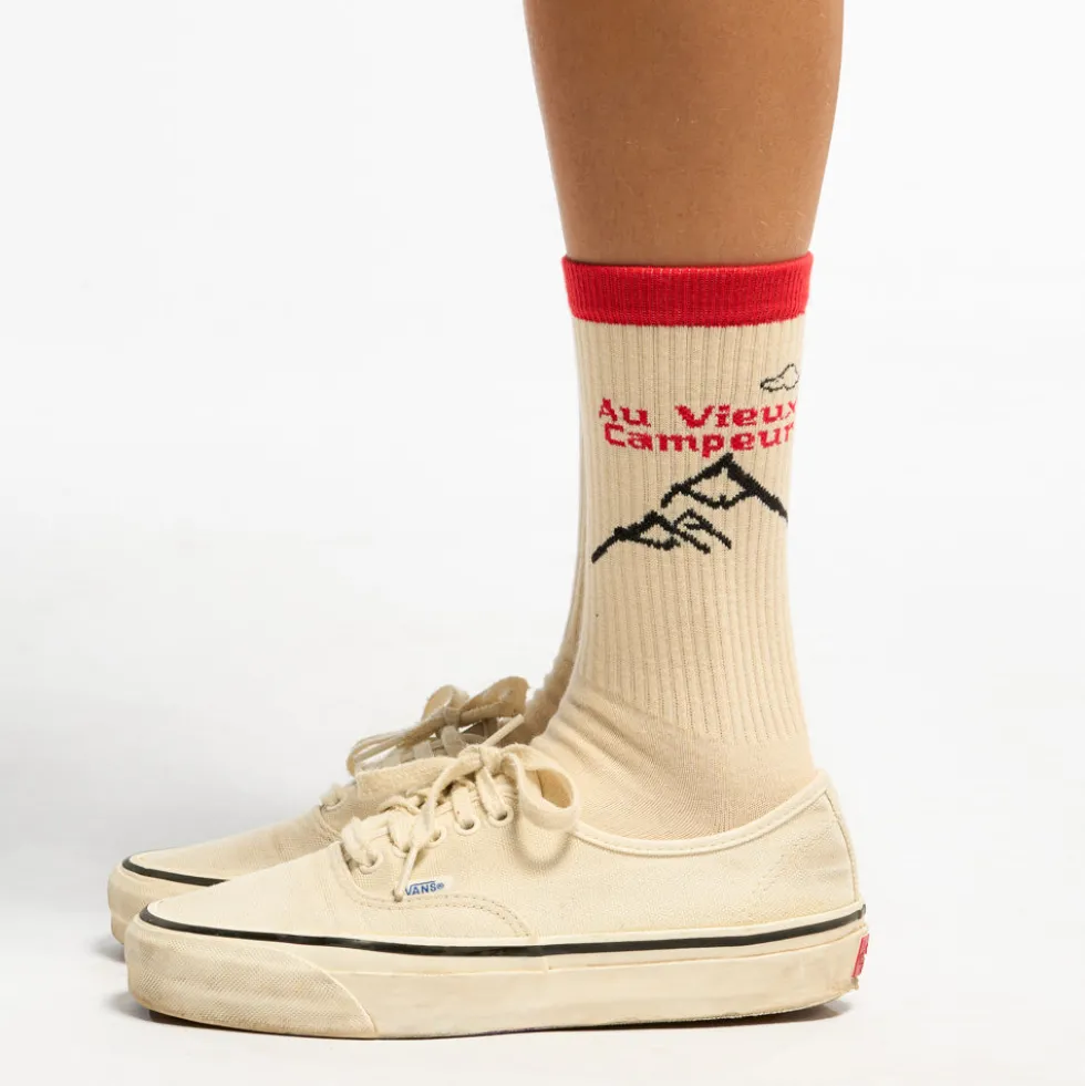 Au Vieux Campeur - Chaussettes Chaine Montagnes - Ecru