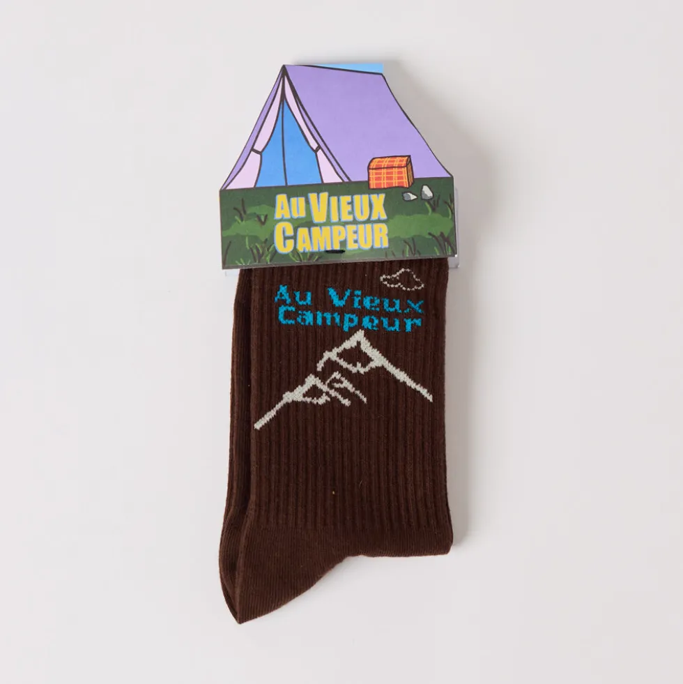 Au Vieux Campeur - Chaussettes Chaine Montagnes - Chocolat
