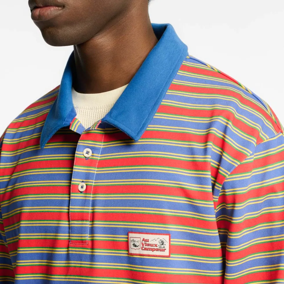 Au Vieux Campeur - Polo Roger à rayures - Vert Rouge & Bleu