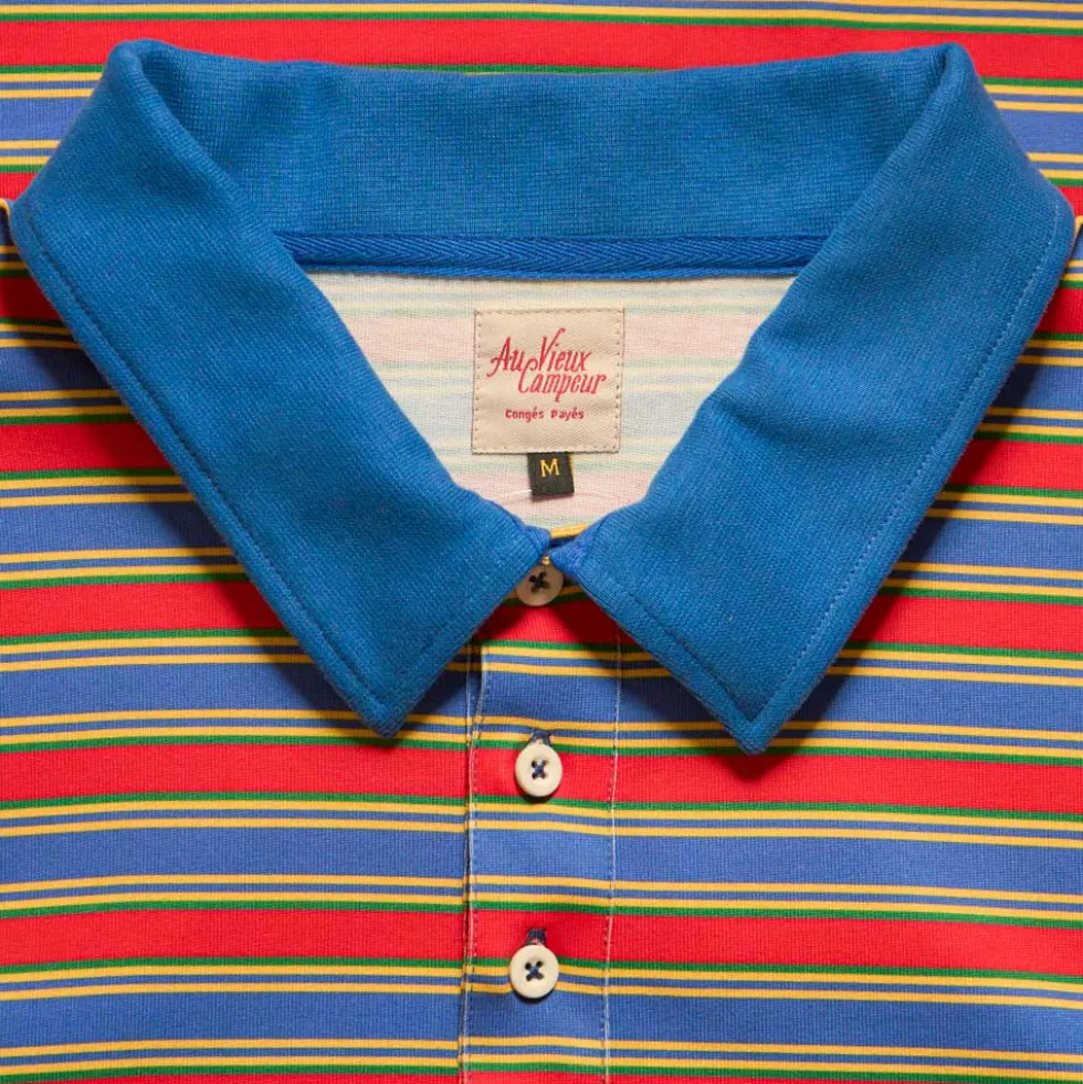 Au Vieux Campeur - Polo Roger à rayures - Vert Rouge & Bleu