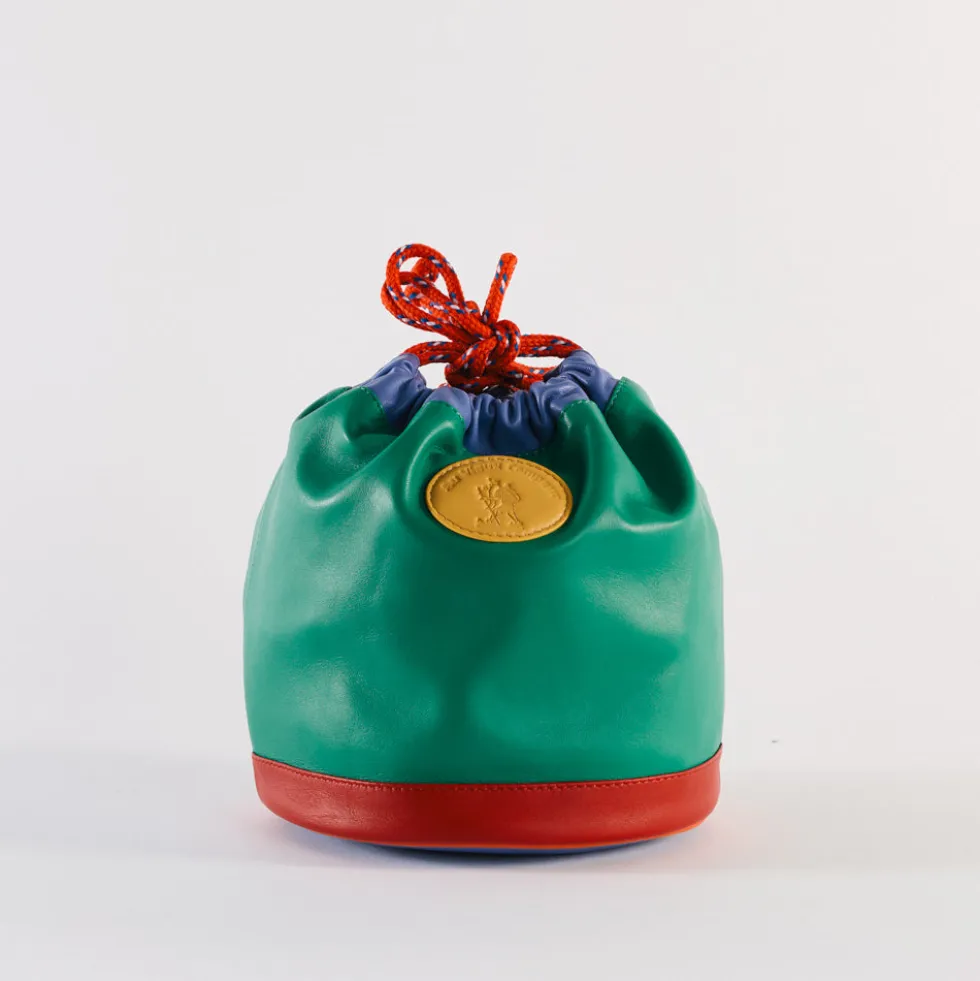 Au Vieux Campeur - Sac Grimpeur en cuir - Vert Rouge & Bleu