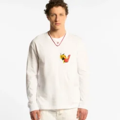 Au Vieux Campeur - T-shirt Manches Longues Grimpeur - Blanc imprimé