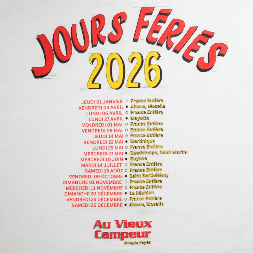 Au Vieux Campeur - T-shirt Manches Courtes Jours Feries 2026 - Blanc