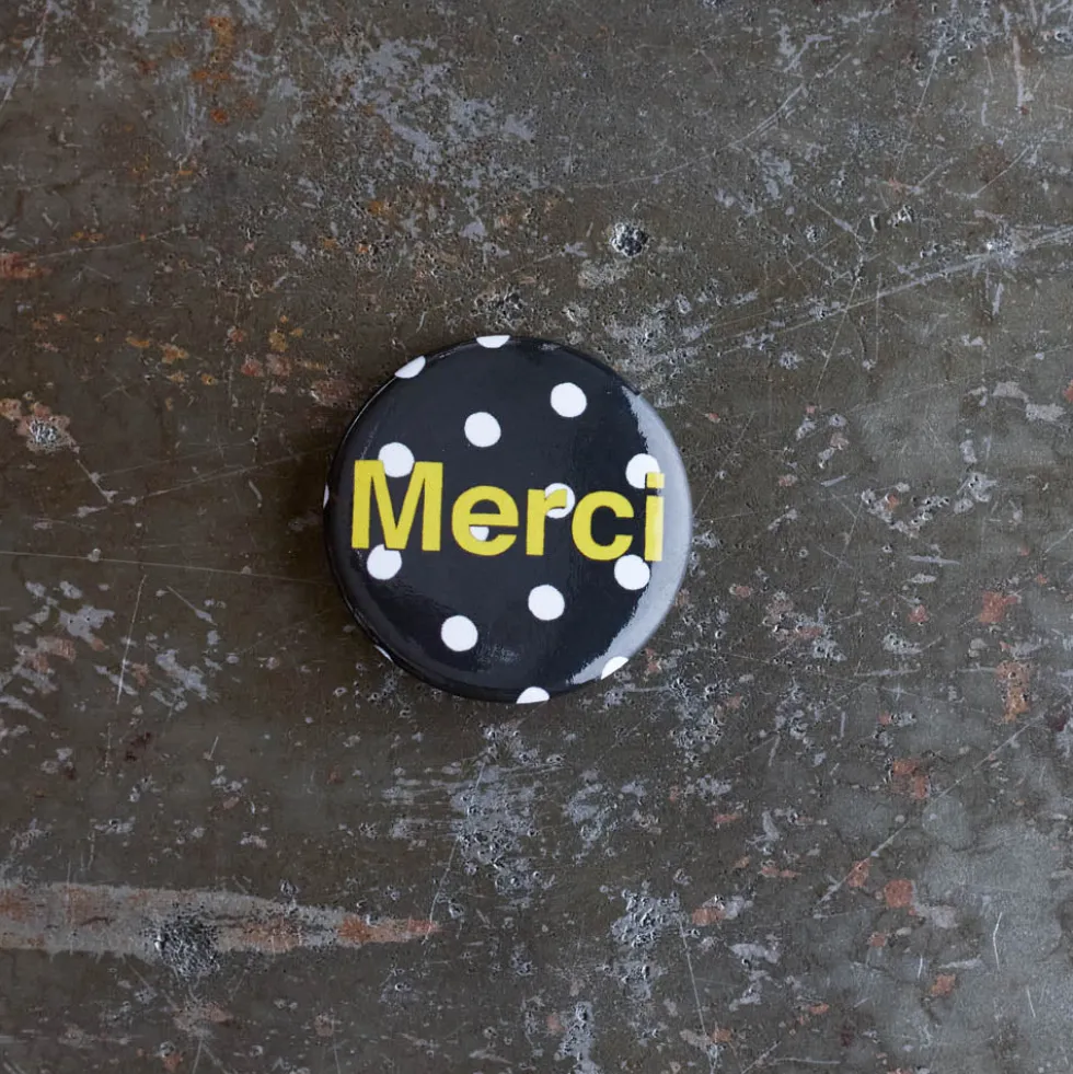Badge Merci - Pois Blanc