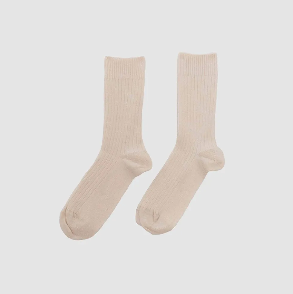 Baserange - Chaussettes Mi-Hautes Côtelées - Undyed