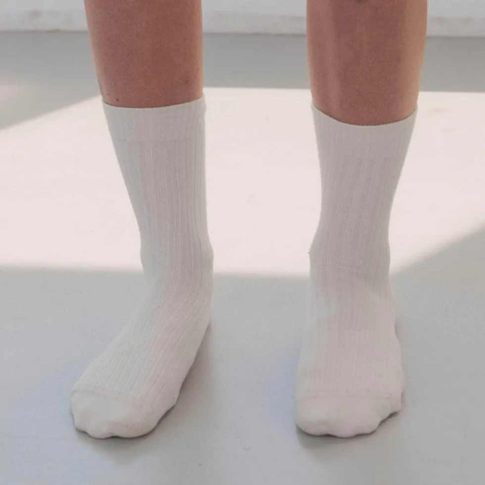Baserange - Chaussettes Mi-Hautes Côtelées - Undyed