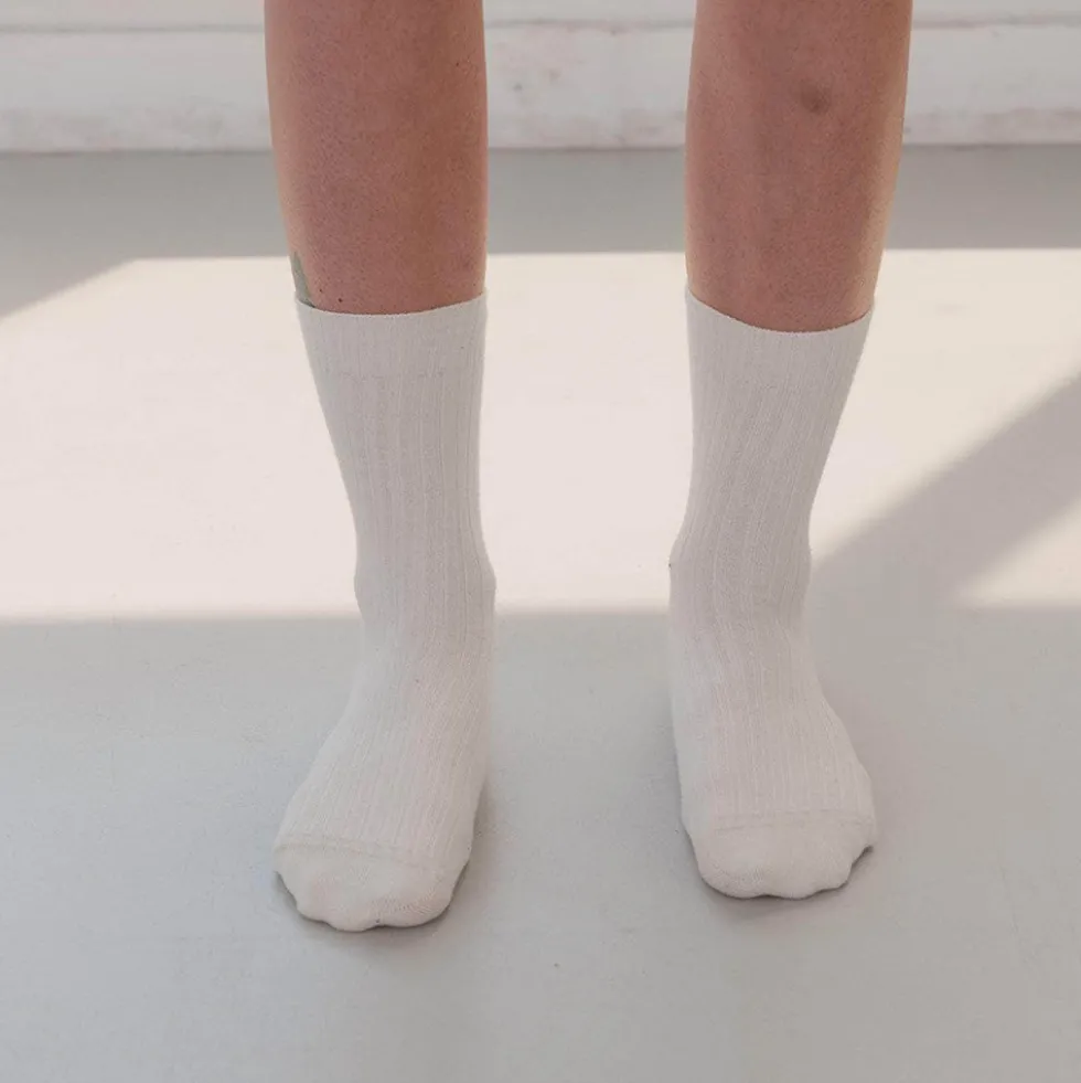 Baserange - Chaussettes Mi-Hautes Côtelées - Undyed
