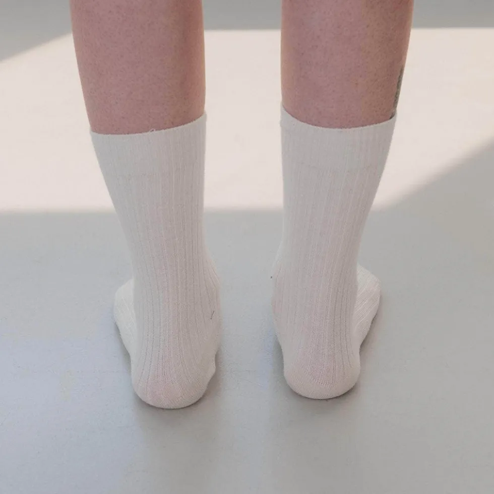 Baserange - Chaussettes Mi-Hautes Côtelées - Undyed