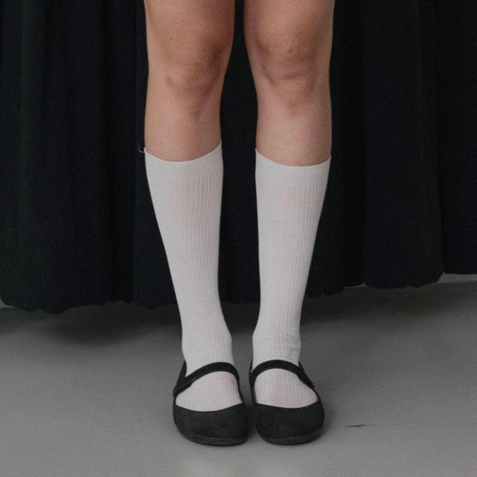 Baserange - Chaussettes Mi-Hautes Côtelées - Undyed