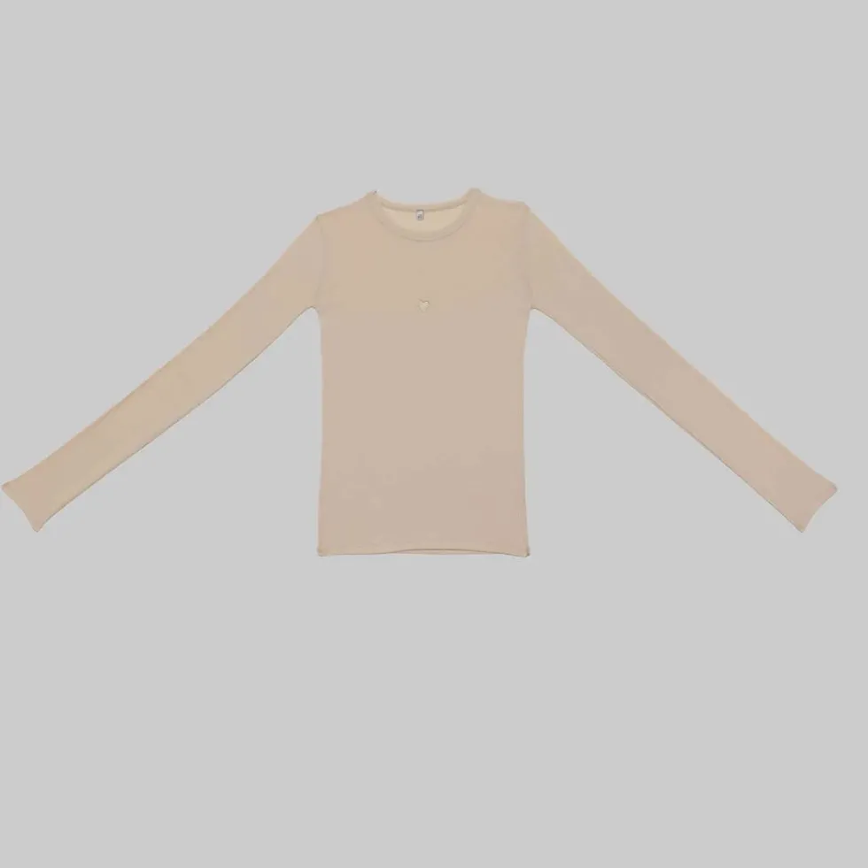 Baserange - T-shirt manches longues Heart - Tin Beige