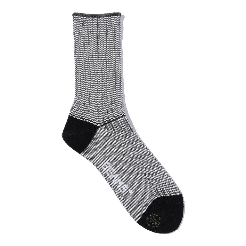Beams Plus - Chaussettes Rib Pinstripe - Noir & Blanc