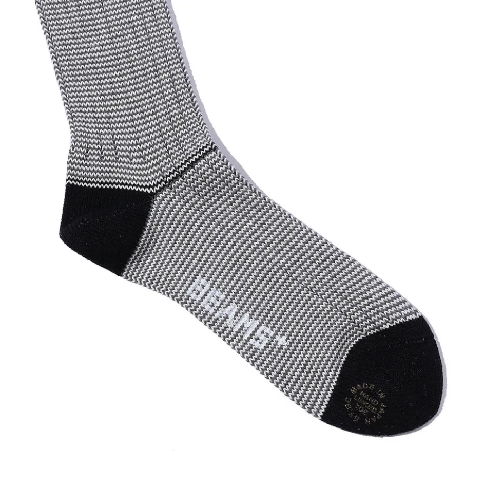 Beams Plus - Chaussettes Rib Pinstripe - Noir & Blanc
