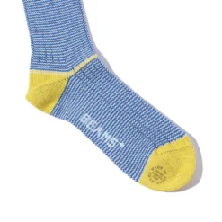Beams Plus - Chaussettes Rib Pinstripe - Bleu & Jaune