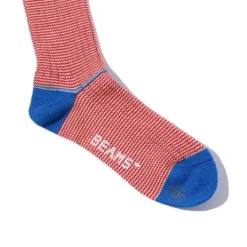 Beams Plus - Chaussettes Rib Pinstripe - Rouge & Bleu