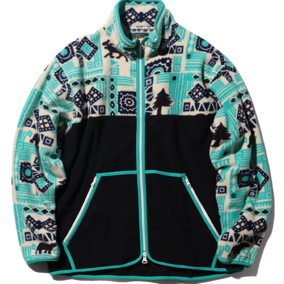 Beams Plus - Jersey imprimé animal - Bleu