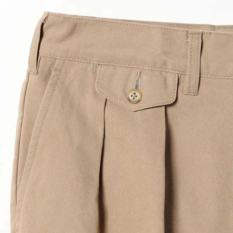 Beams Plus - Pantalon 2 Pleats Twill - Kaki