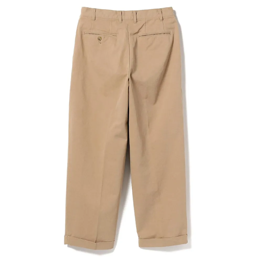 Beams Plus - Pantalon 2 Pleats Twill - Kaki