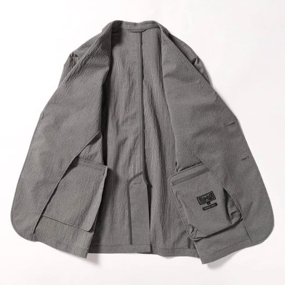 Beams Plus - Veste Costume 3B Gaufrée - Gris