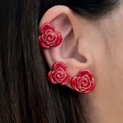 Blanca Olmos Studio - Boucles d'oreilles Rose - Rouge