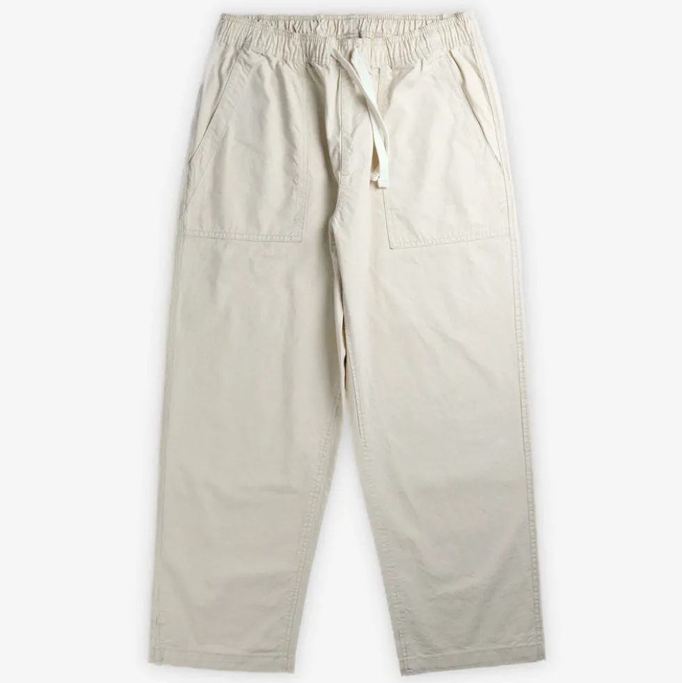 Bleu - Pantalon Relaxed Solid Color - Écru
