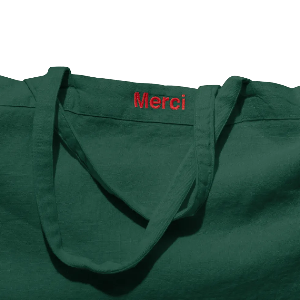 Cabas en lin lavé - Vert Séquoia