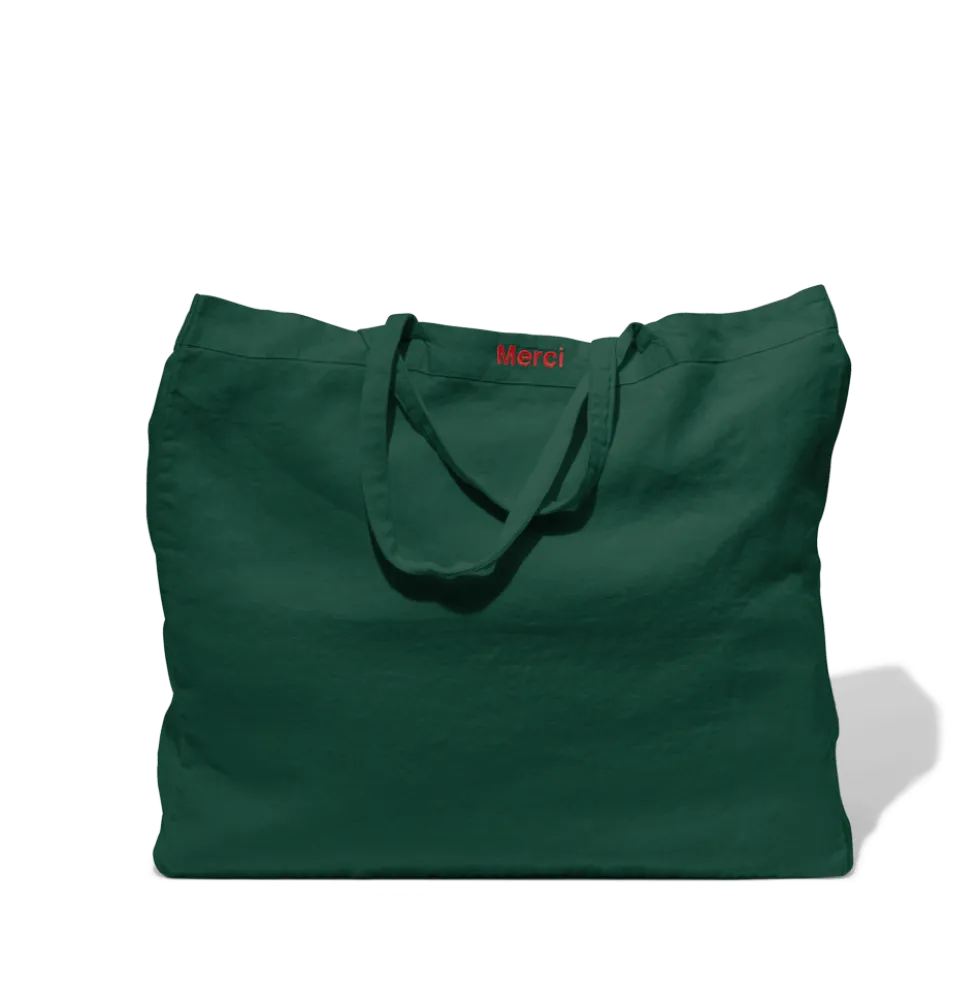 Cabas en lin lavé - Vert Séquoia