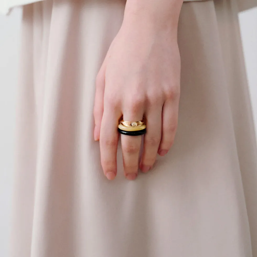 Cajal - Bague Felino Trio - Ambre & Blanc