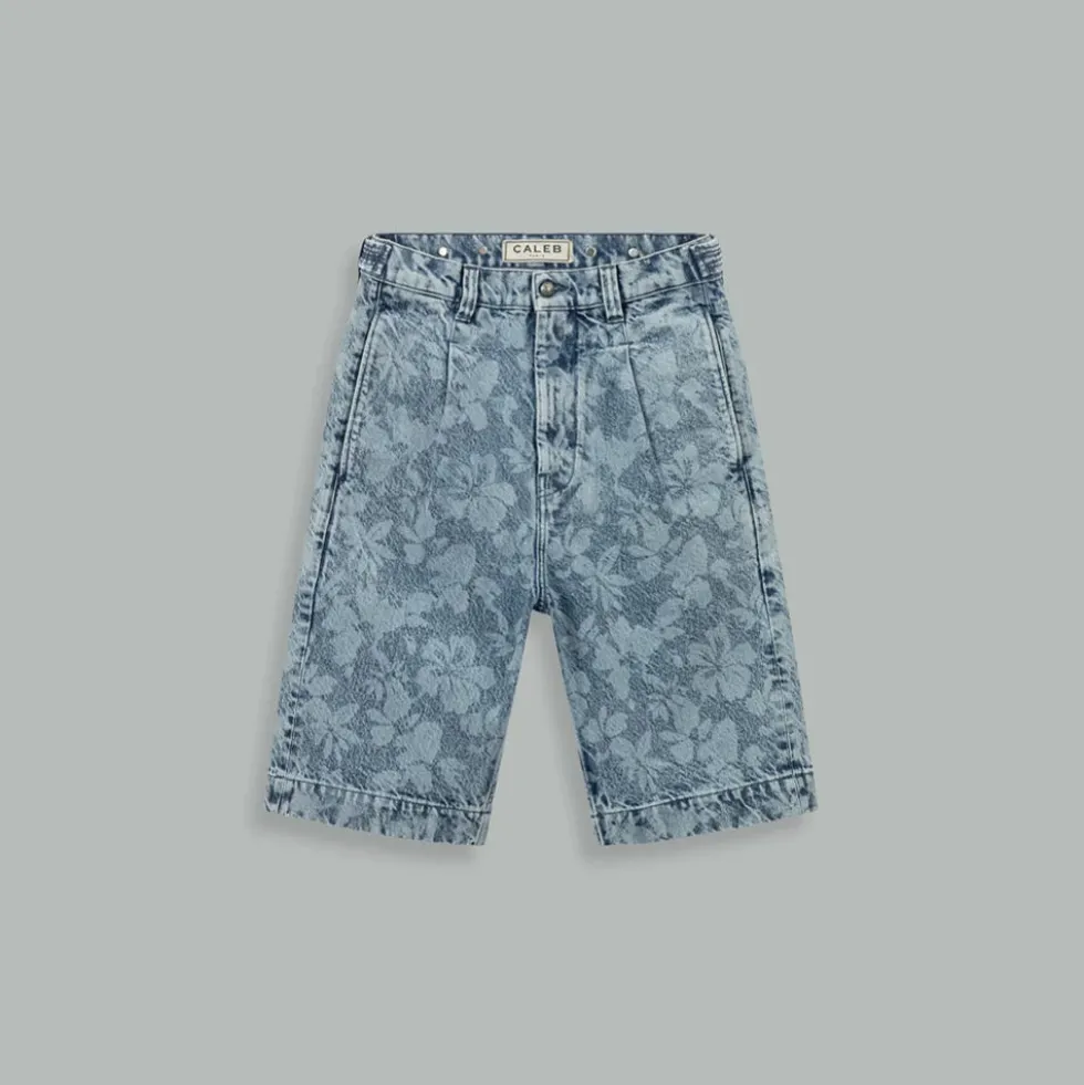 Caleb - Short Moon Hibiscus - Bleu Denim