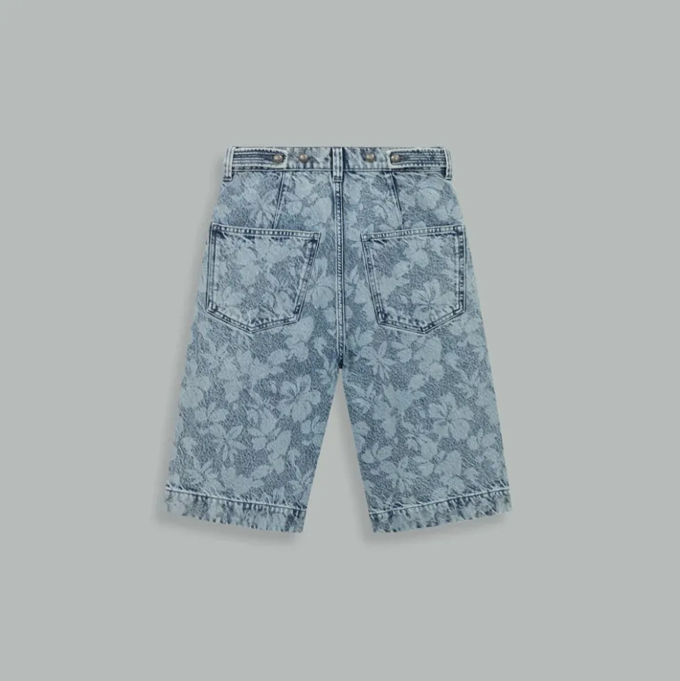 Caleb - Short Moon Hibiscus - Bleu Denim