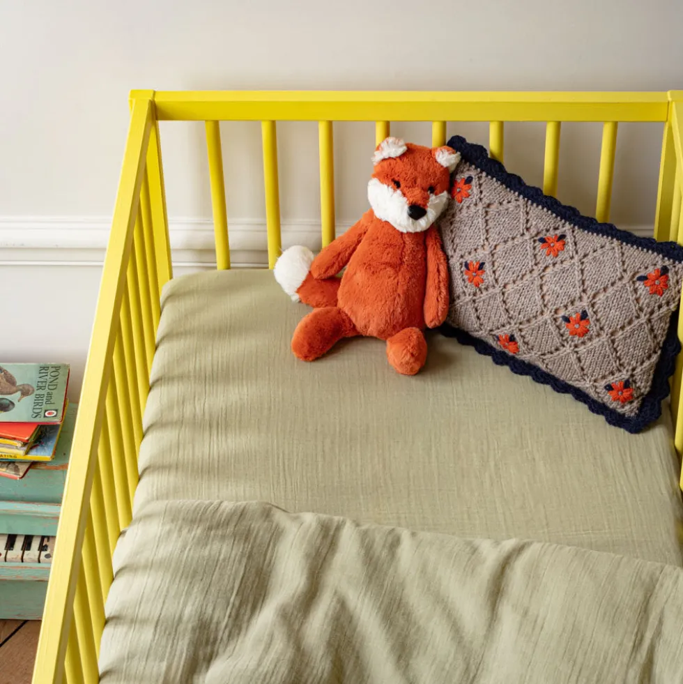 Caramel x Merci - Drap-housse en gaze de coton - Vert 77 Rue de Varenne