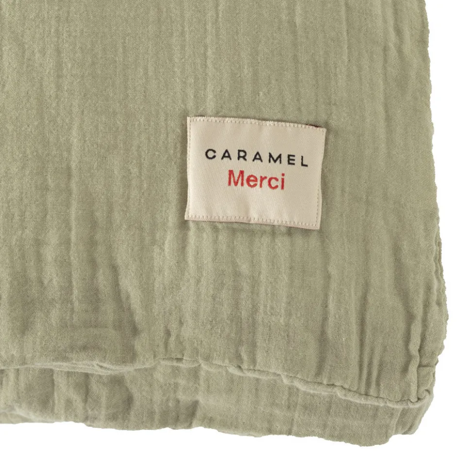 Caramel x Merci - Housse de couette en gaze de coton - Vert 77 Rue de Varenne