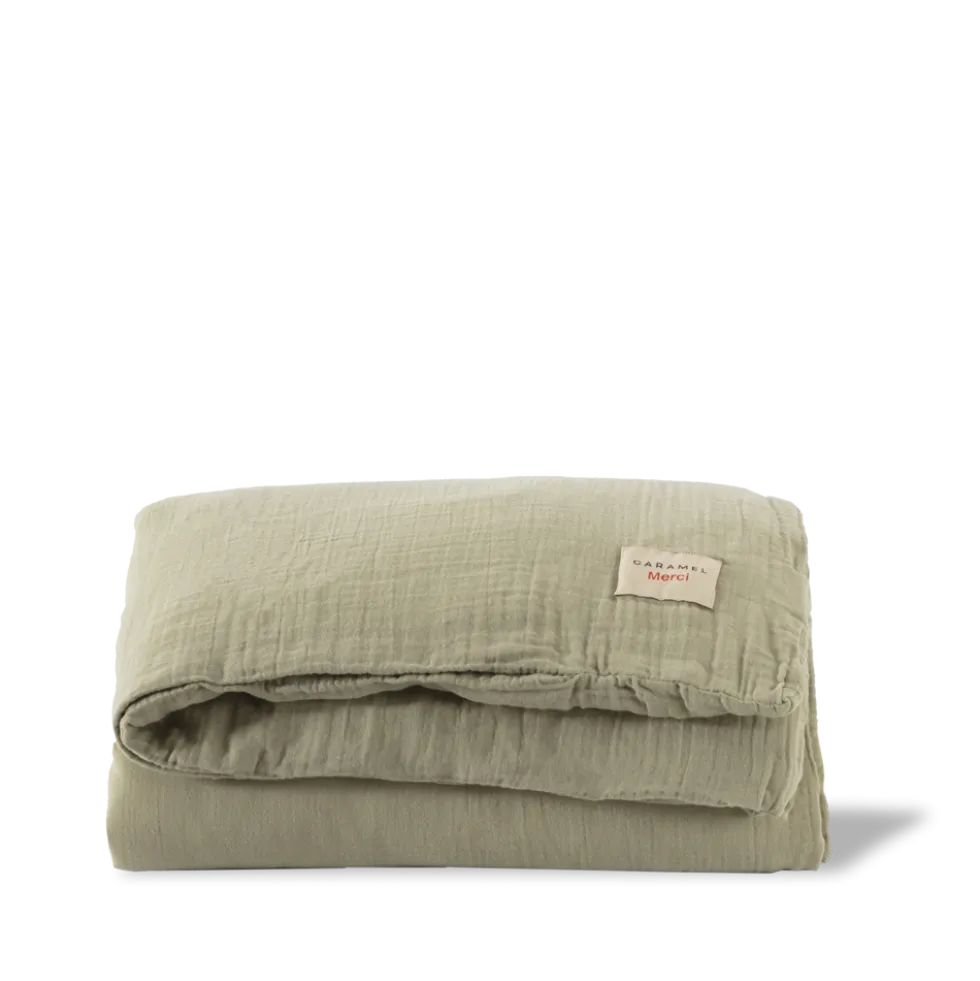 Caramel x Merci - Housse de couette en gaze de coton - Vert 77 Rue de Varenne
