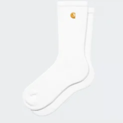 Carhartt WIP - Chaussettes Chase - Blanc & Doré